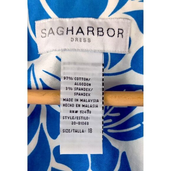 Summer Spring Blazer Jacket Blue White Floral 18 Sag Harbor 3/4 Sleeve Career - Picture 8 of 13